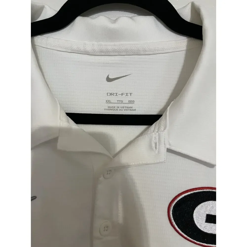 Georgia Bulldogs UGA Collegiate White Nike Dri-Fit Polo Shirt Men's 2XL NWT